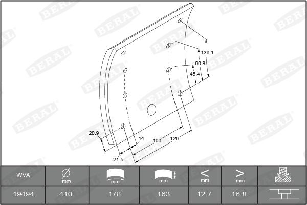 Beral KBL19494.0-1575 - Комплект тормозных башмаков, барабанные тормоза autosila-amz.com