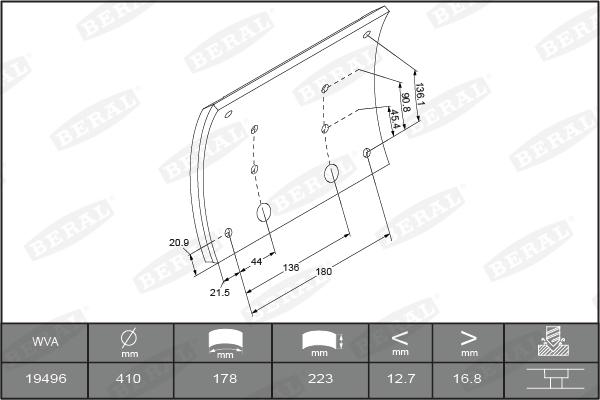 Beral KBL19496.1-1560 - Комплект тормозных башмаков, барабанные тормоза autosila-amz.com