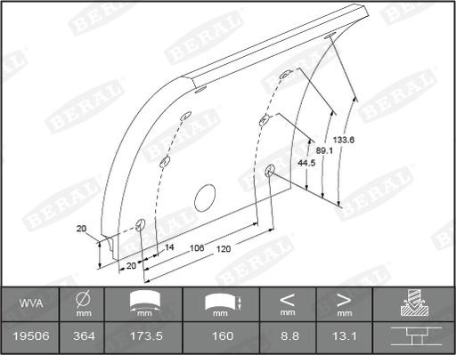 Beral KBL19506.3-1561 - Комплект тормозных башмаков, барабанные тормоза autosila-amz.com