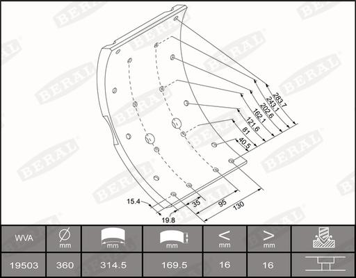 Beral KBL19503.1-1637 - Комплект тормозных башмаков, барабанные тормоза autosila-amz.com