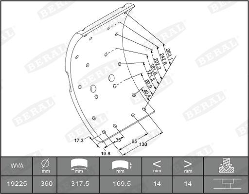 Beral KBL1922501637 - Комплект тормозных башмаков, барабанные тормоза autosila-amz.com