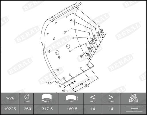 Beral KBL1922511637 - Комплект тормозных башмаков, барабанные тормоза autosila-amz.com