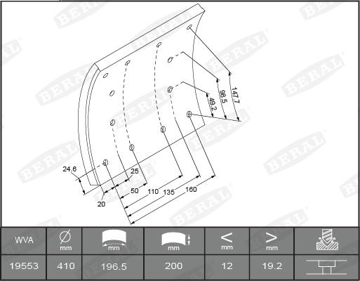 Beral KBL19716.0-1642 - Комплект тормозных башмаков, барабанные тормоза autosila-amz.com