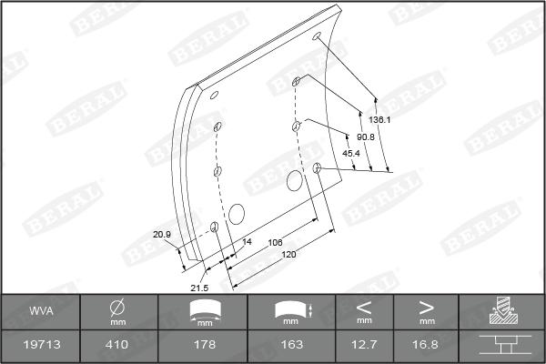 Beral KBL19713.1-1560 - Комплект тормозных башмаков, барабанные тормоза autosila-amz.com