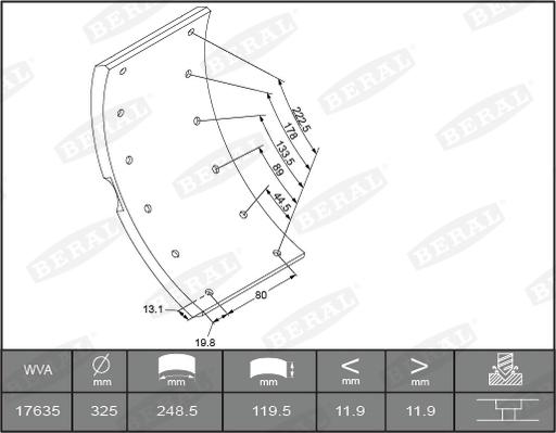 Beral KBL1763501560 - Комплект тормозных башмаков, барабанные тормоза autosila-amz.com