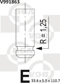 BGA V991863 - клапан впускной! 33.4x5.5x110\ Renault Clio/Laguna 2.0/1.8 16V 01> autosila-amz.com