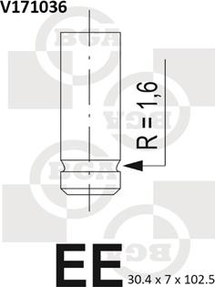 BGA V171036 - КЛАПАН ВПУСКНОЙ 30.4x7x102.5 IN FIAT 1.6 16V 96- autosila-amz.com