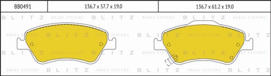 Blitz BB0491 - Тормозные колодки, дисковые, комплект autosila-amz.com