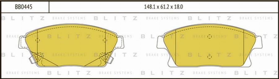 Blitz BB0445 - Тормозные колодки, дисковые, комплект autosila-amz.com