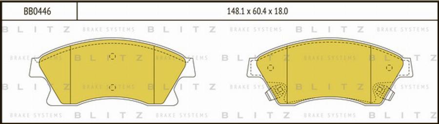 Blitz BB0446 - Тормозные колодки, дисковые, комплект autosila-amz.com