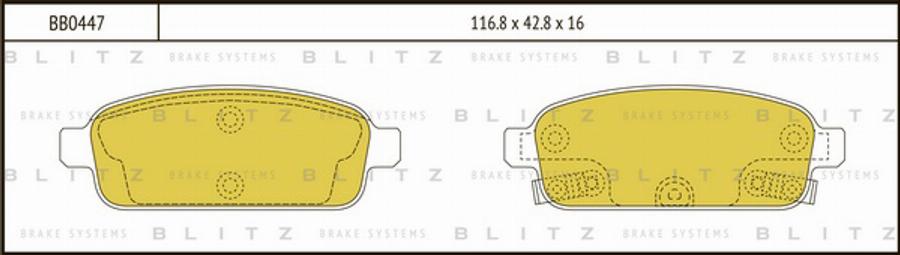 Blitz BB0447 - Тормозные колодки, дисковые, комплект autosila-amz.com