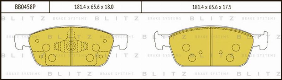 Blitz BB0458P - Тормозные колодки, дисковые, комплект autosila-amz.com