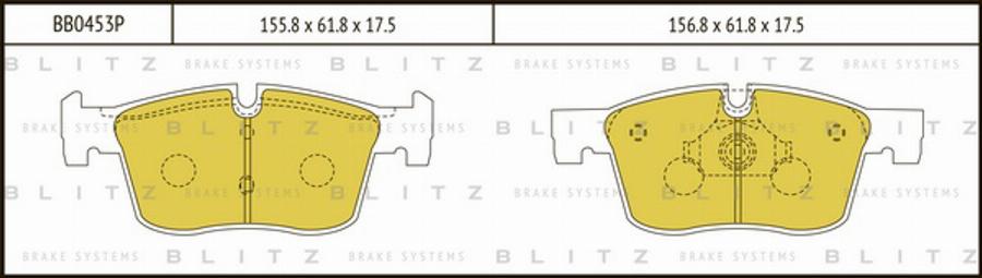 Blitz BB0453P - Тормозные колодки, дисковые, комплект autosila-amz.com