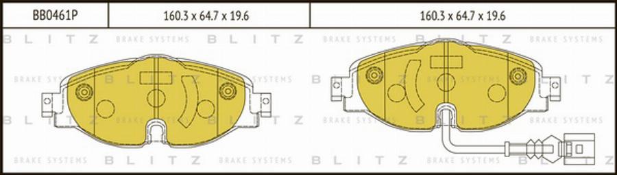 Blitz BB0461P - Тормозные колодки, дисковые, комплект autosila-amz.com