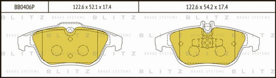 Blitz BB0406P - Тормозные колодки, дисковые, комплект autosila-amz.com