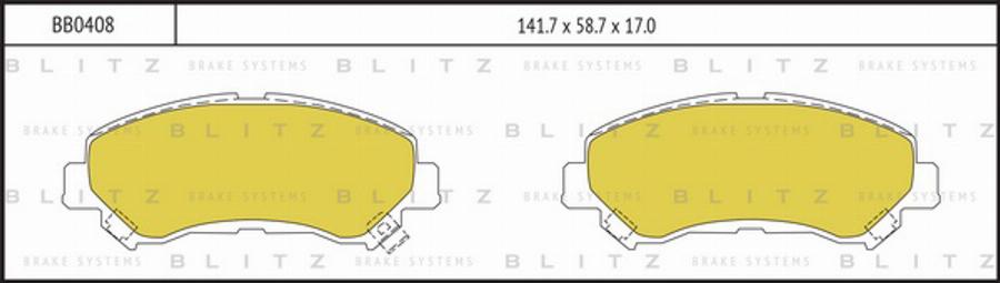 Blitz BB0408 - Тормозные колодки, дисковые, комплект autosila-amz.com