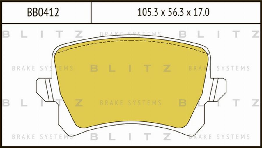 Blitz BB0412 - Тормозные колодки, дисковые, комплект autosila-amz.com