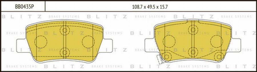 Blitz BB0435P - Тормозные колодки, дисковые, комплект autosila-amz.com