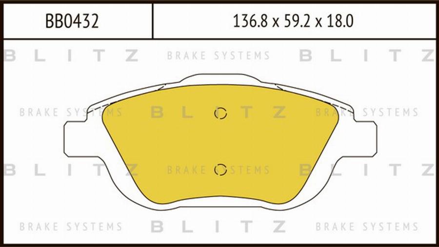 Blitz BB0432 - Тормозные колодки, дисковые, комплект autosila-amz.com