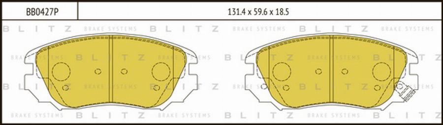 Blitz BB0427P - Тормозные колодки, дисковые, комплект autosila-amz.com