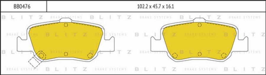Blitz BB0476 - Тормозные колодки, дисковые, комплект autosila-amz.com