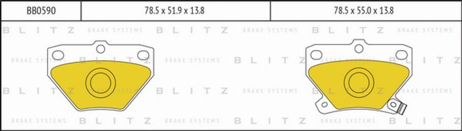 Blitz BB0590 - Тормозные колодки, дисковые, комплект autosila-amz.com