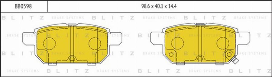 Blitz BB0598 - Тормозные колодки, дисковые, комплект autosila-amz.com