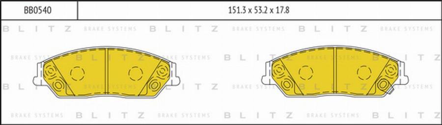 Blitz BB0540 - Тормозные колодки, дисковые, комплект autosila-amz.com