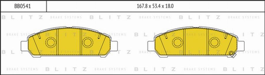 Blitz BB0541 - Тормозные колодки, дисковые, комплект autosila-amz.com