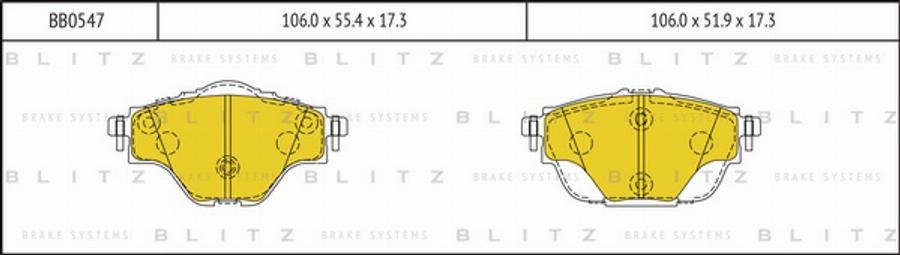 Blitz BB0547 - Тормозные колодки, дисковые, комплект autosila-amz.com