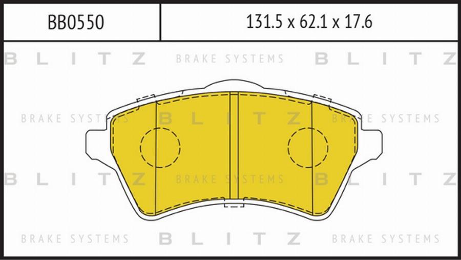 Blitz BB0550 - Тормозные колодки, дисковые, комплект autosila-amz.com