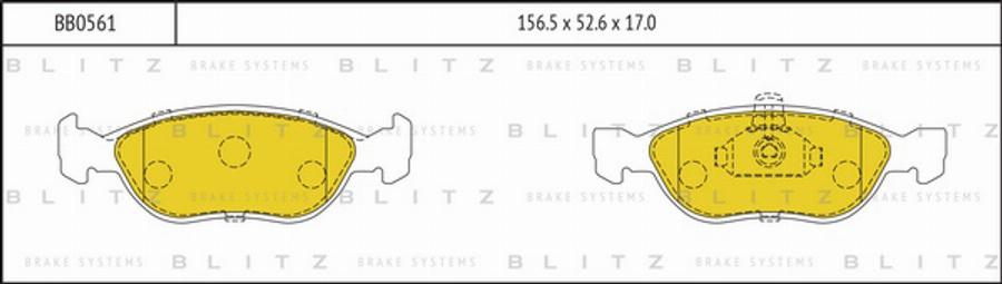 Blitz BB0561 - Тормозные колодки, дисковые, комплект autosila-amz.com