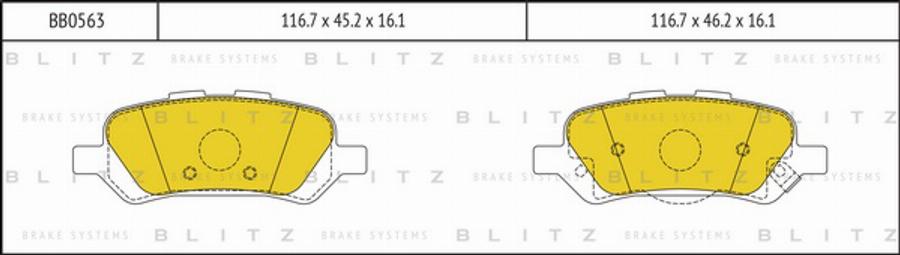 Blitz BB0563 - Тормозные колодки, дисковые, комплект autosila-amz.com