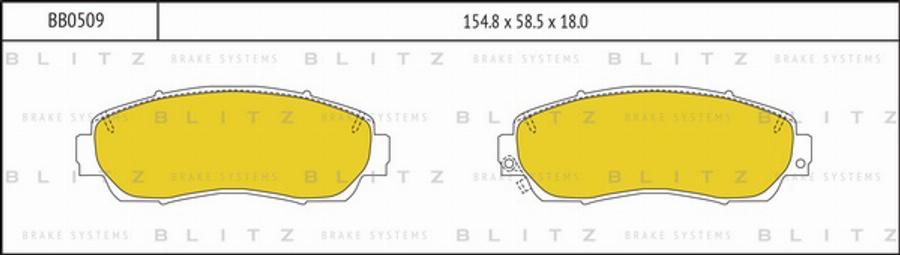 Blitz BB0509 - Тормозные колодки, дисковые, комплект autosila-amz.com