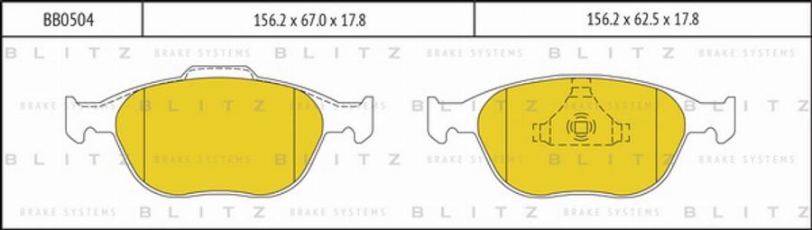 Blitz BB0504 - Тормозные колодки, дисковые, комплект autosila-amz.com