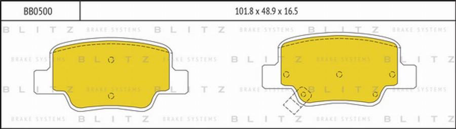 Blitz BB0500 - Тормозные колодки, дисковые, комплект autosila-amz.com