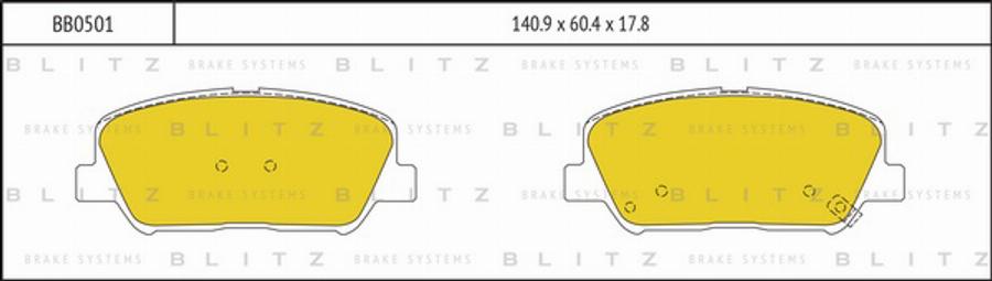 Blitz BB0501 - Тормозные колодки, дисковые, комплект autosila-amz.com