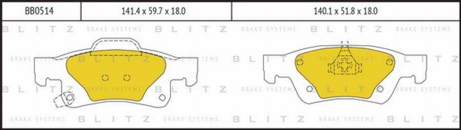 Blitz BB0514 - Тормозные колодки, дисковые, комплект autosila-amz.com