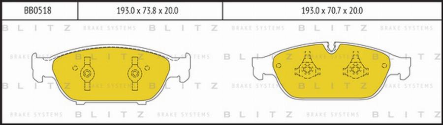 Blitz BB0518 - Тормозные колодки, дисковые, комплект autosila-amz.com