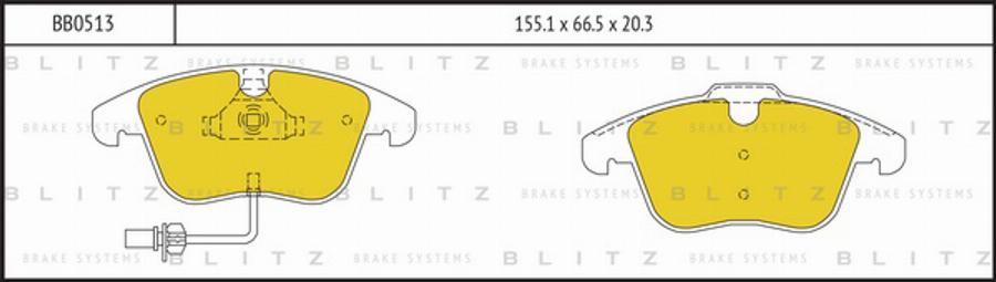 Blitz BB0513 - Тормозные колодки, дисковые, комплект autosila-amz.com