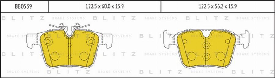 Blitz BB0539 - Тормозные колодки, дисковые, комплект autosila-amz.com