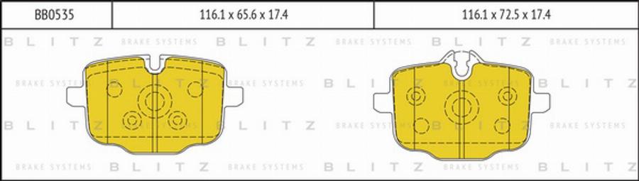 Blitz BB0535 - Тормозные колодки, дисковые, комплект autosila-amz.com