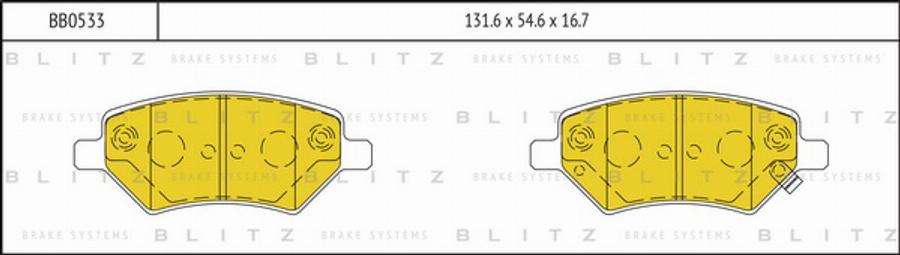 Blitz BB0533 - Тормозные колодки, дисковые, комплект autosila-amz.com