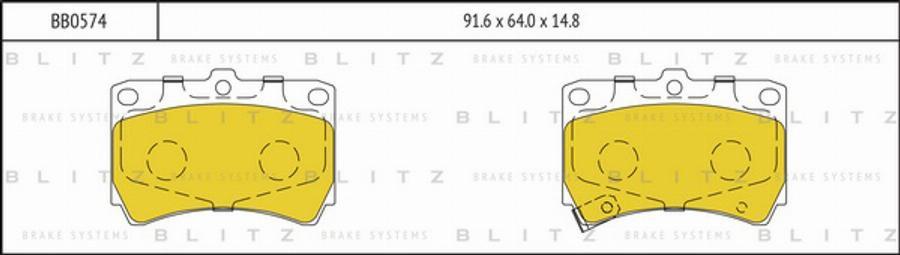 Blitz BB0574 - Тормозные колодки, дисковые, комплект autosila-amz.com