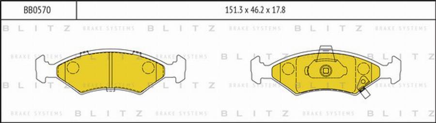 Blitz BB0570 - Тормозные колодки, дисковые, комплект autosila-amz.com