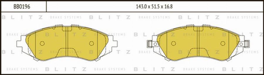 Blitz BB0196 - Тормозные колодки, дисковые, комплект autosila-amz.com