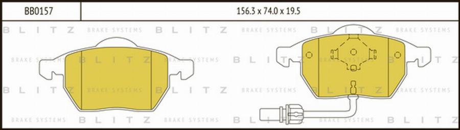 Blitz BB0157 - Тормозные колодки, дисковые, комплект autosila-amz.com