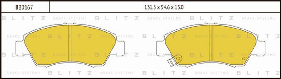 Blitz BB0167 - Тормозные колодки, дисковые, комплект autosila-amz.com