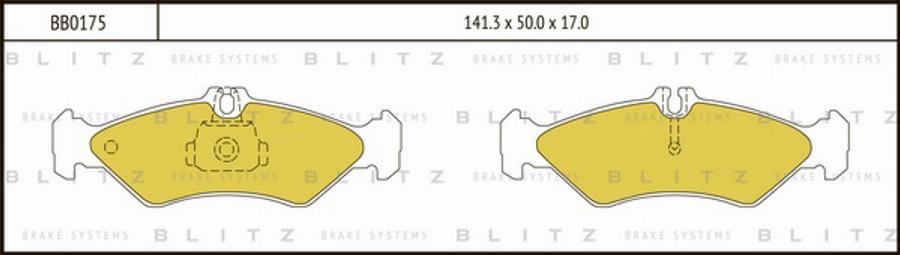 Blitz BB0175 - Тормозные колодки, дисковые, комплект autosila-amz.com