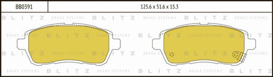 Blitz BB0391 - Тормозные колодки, дисковые, комплект autosila-amz.com